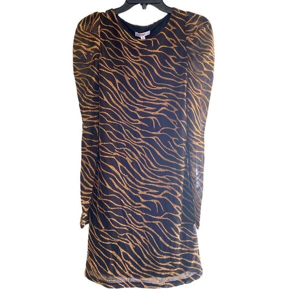 BB DAKOTA STEVE MADDEN black gold zebra print lurex lined no fabric content - Picture 1 of 7